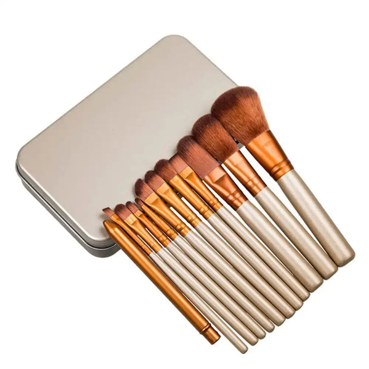 12-Piece Makeup Brush Set in Iron Box GLOWLAB