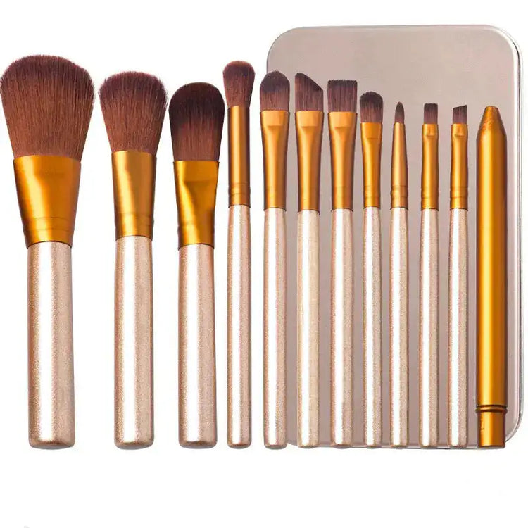 12-Piece Makeup Brush Set in Iron Box GLOWLAB