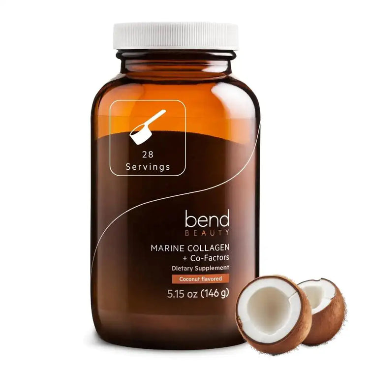Bend Beauty Marine Collagen + Co-Factors | Coconut Flavored Collagen Powder | Hydrolyzed Collagen Supplement | Fish Collagen Peptides + Silicon + Vitamin C | Supports Healthy Skin Hair and Nails GLOWLAB