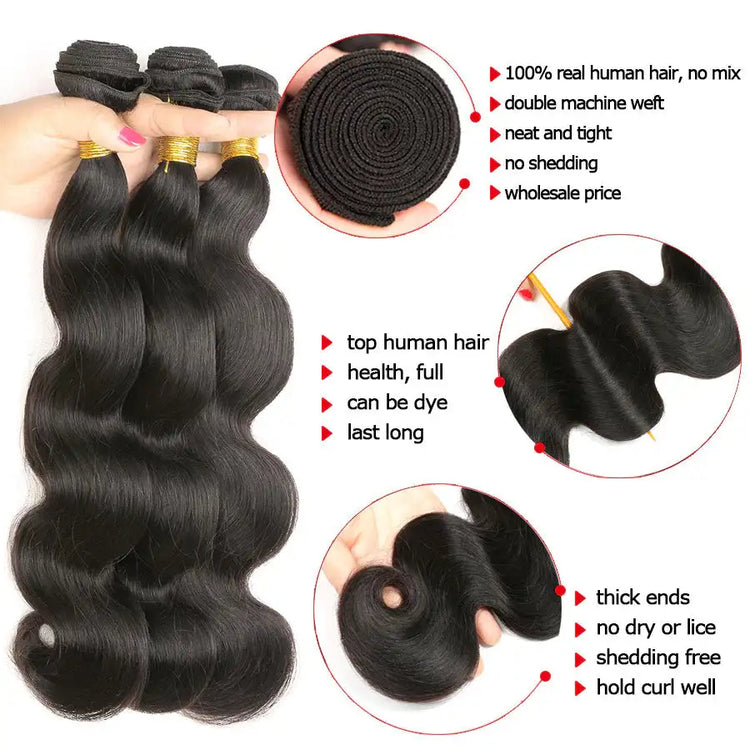 Body Wave Human Hair Bundles GLOWLAB