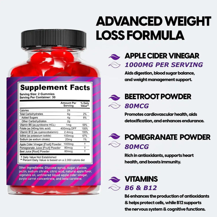Keto ACV Gummies for Weight Loss Advanced Formula 1000mg Per Serving Detox Clean GLOWLAB