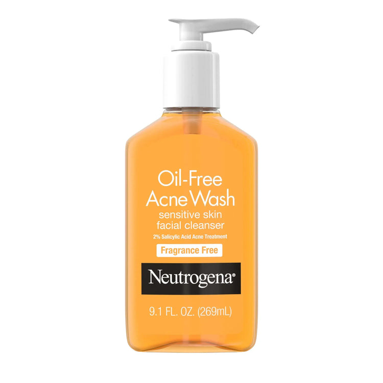Neutrogena Oil-Free Acne Fighting Fragrance-Free Facial Cleanser 2% Salicylic Acid Acne Treatment Daily Oil-Free Acne Face Wash for Acne-Prone Skin with Salicylic Acid 9.1 fl. oz GLOWLAB