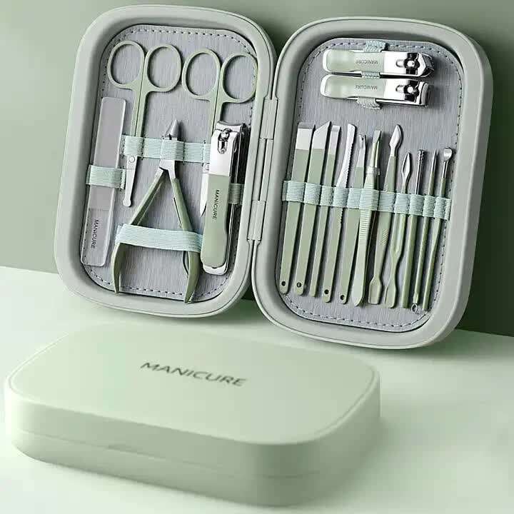 NNEDSZ 18-Piece Manicure and Pedicure Set - Stainless Steel Nail Clipper Kit | Professional Nail Care Grooming Tools | Compact Portable Case-0