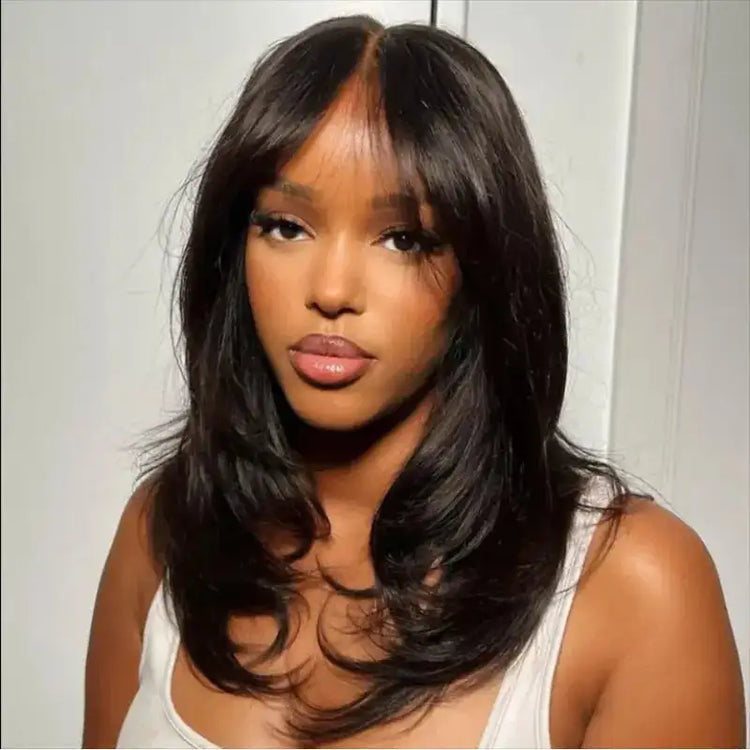Pre-Cut Wavy Layered Human Hair Wig GLOWLAB