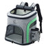 Gray and green pet carrier backpack with mesh windows and LDLC logo, travel pet bag