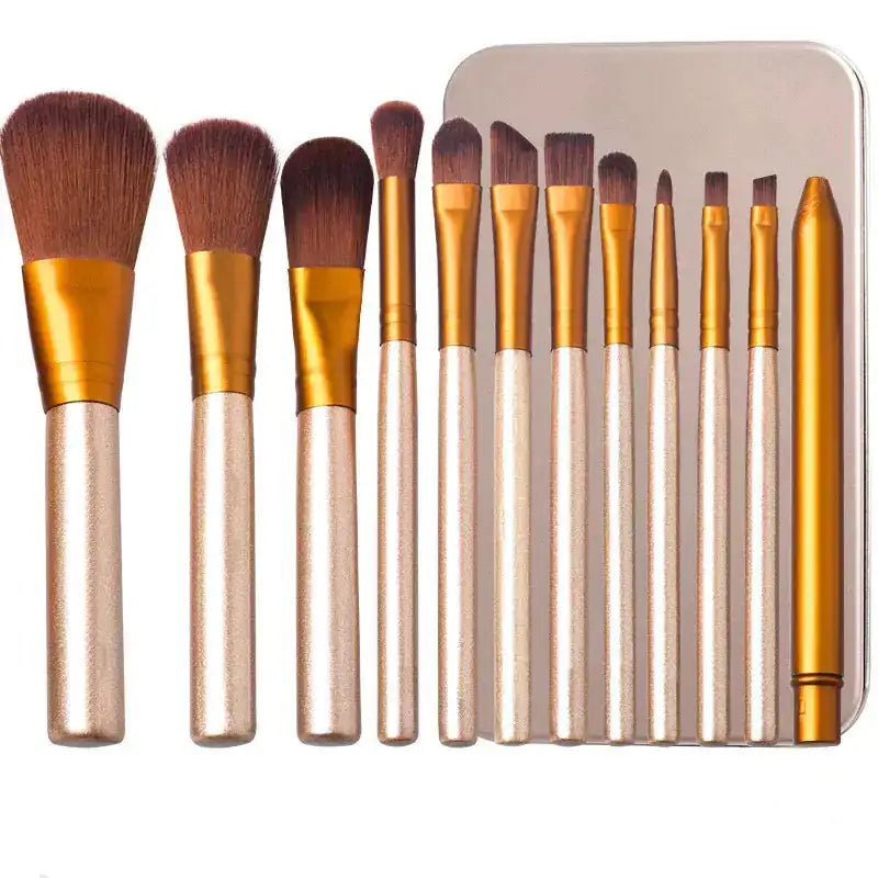 12-Piece Makeup Brush Set in Iron Box GLOWLAB