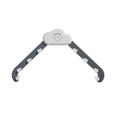 Foldable cloud-shaped clothes hanger with gray arms and white hooks, minimalist design
