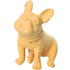 Yellow French bulldog figurine with studded collar on white background