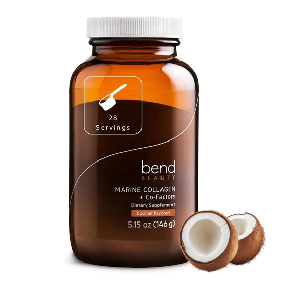 Bend Beauty Marine Collagen + Co-Factors | Coconut Flavored Collagen Powder | Hydrolyzed Collagen Supplement | Fish Collagen Peptides + Silicon + Vitamin C | Supports Healthy Skin Hair and Nails