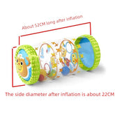 Inflatable baby play roller with animal faces, 52cm long, 22cm diameter, colorful design