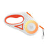 White and orange retractable dog leash with ergonomic handle and LED ring light