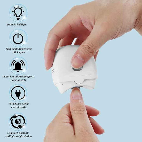 NNEDSZ White Automatic Electric Nail Trimmer with LED Light, Rechargeable Nail Clipper and File for Adults & Kids, Portable Nail Care Device-0