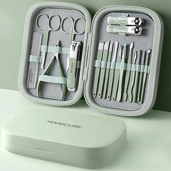 NNEDSZ 18-Piece Manicure and Pedicure Set - Stainless Steel Nail Clipper Kit | Professional Nail Care Grooming Tools | Compact Portable Case-0