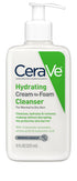 CeraVe Hydrating Cream To Foam Cleanser Makeup Remover Face Wash For Dry Skin Foaming Facial Cleanser With Hyaluronic Acid Normal To Dry Skin Fragrance Free & Non Comedogenic 8 Fluid Ounces GLOWLAB