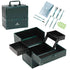 CHUANGJIN Makeup Train Case 2 Trays Makeup Box Organizer Portable Travel Makeup Case Lockable Makeup Storage Organizer Cosmetic Box for Jewelry Nail Tech Brushes Accessories ToolGreen Pro GLOWLAB