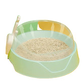 Covered cat litter box with ventilation on yellow and green background