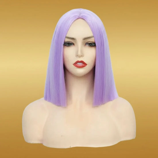 Purple Shoulder Length Straight Synthetic Fiber Wig