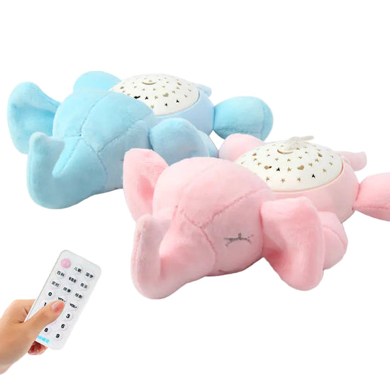 Blue and pink plush elephant night lights with remote control for kids