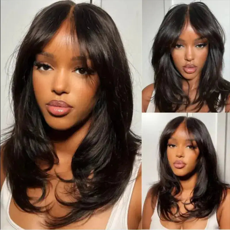 Pre-Cut Wavy Layered Human Hair Wig GLOWLAB