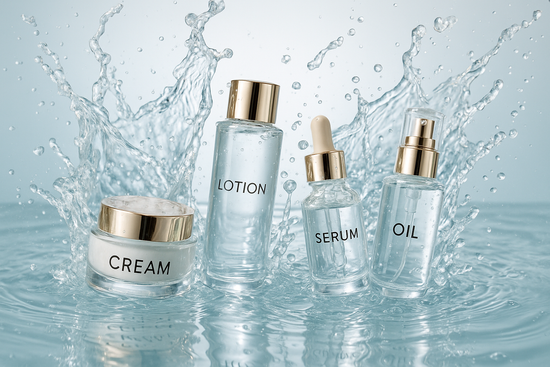 Skincare collection dropped in water