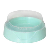 Mint green plastic pet water bowl with splash guard, spill-proof design